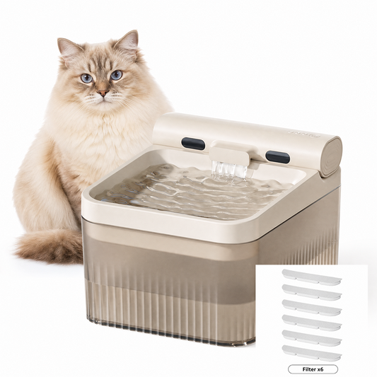 Cream White Cat Water Fountain 3L,6 Filters Included, Cordless Pet Water Dispenser for Cats & Small Dogs,Wireless Pet Fountain, Smart Sensor, 3 Modes, Quiet Rechargeable Type-C Drinking Bowl