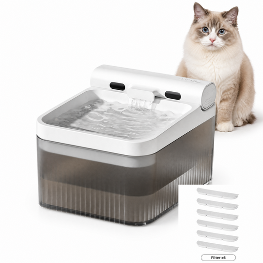White Cat Water Fountain 3L,6 Filters Included, Cordless Pet Water Dispenser for Cats & Small Dogs,Wireless Pet Fountain, Smart Sensor, 3 Modes, Quiet Rechargeable Type-C Drinking Bowl