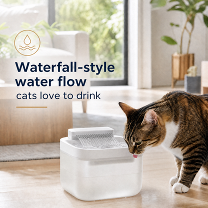 Black Cat Water Fountain 3L, Wired Pet Water Dispenser for Cats & Small Dogs, Waterfall-Style Quiet Drinking Fountain with Filter, Easy-Clean ABS+PP Bowl, 5V 1A