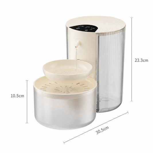 Cream White Smart Pet Water Dispenser 3L Cordless Cat Water Fountain No Filter Required, Rechargeable Wireless Pet Drinking Fountain with Clean & Waste Water Separation, Tilt-to-Refresh Bowl, 2000mAh Battery for Cats & Small Dogs