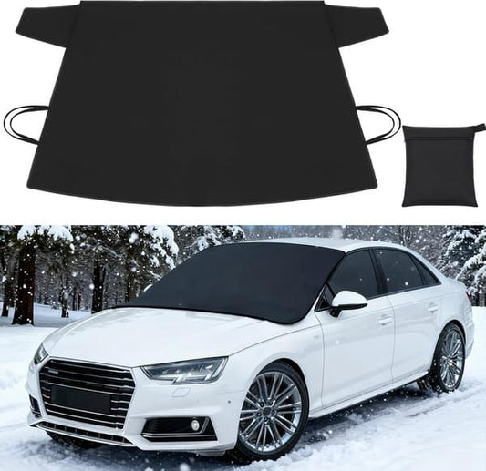 600D Oxford Car Windshield Cover, All Season Windshield Sun Shade & Snow Frost Protector, Waterproof Dustproof Heat Insulation Front Screen Cover with Storage Bag for Sedan SUV