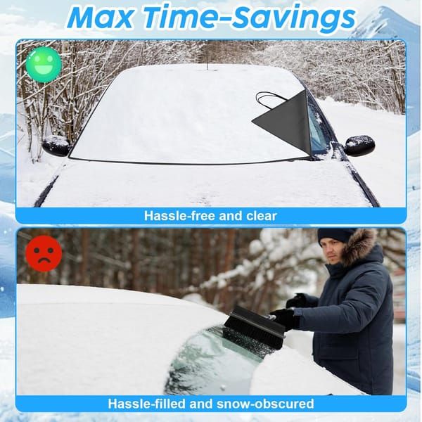 600D Oxford Car Windshield Cover, All Season Windshield Sun Shade & Snow Frost Protector, Waterproof Dustproof Heat Insulation Front Screen Cover with Storage Bag for Sedan SUV
