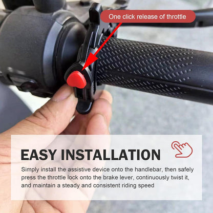 Motorcycle Cruise Control Assist, Handlebar Booster Clamp with Quick Release Throttle Button, Anti-skid Rustproof Throttle Lock, Universal Saver Conversion Accessory for Long Distance (Black)