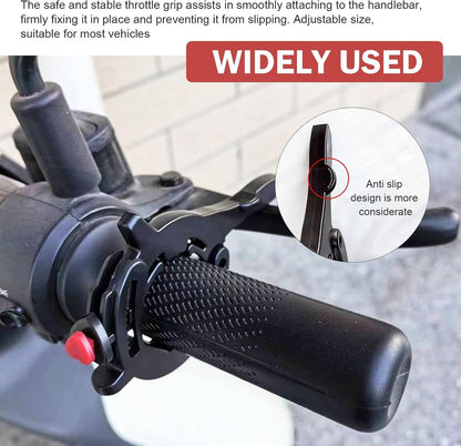 Motorcycle Cruise Control Assist, Handlebar Booster Clamp with Quick Release Throttle Button, Anti-skid Rustproof Throttle Lock, Universal Saver Conversion Accessory for Long Distance (Black)