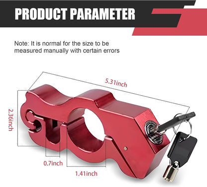 Motorcycle Handlebar Lock, Anti-Theft Anti-Picking Device for Brake Handlebar, Portable Adjustable Throttle Lock, Heavy Duty Anti-Rust Fixing Accessory for Bicycle Motorcycle Tricycle (Red)