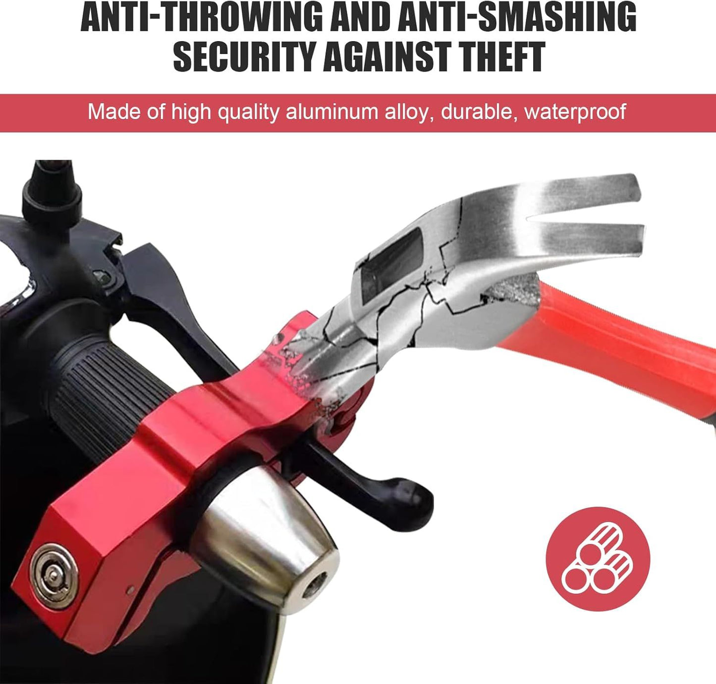 Motorcycle Handlebar Lock, Anti-Theft Anti-Picking Device for Brake Handlebar, Portable Adjustable Throttle Lock, Heavy Duty Anti-Rust Fixing Accessory for Bicycle Motorcycle Tricycle (Red)