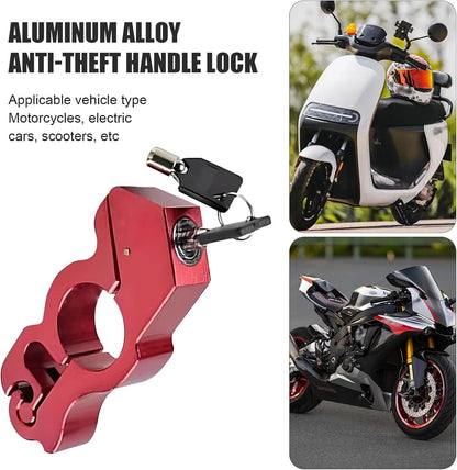 Motorcycle Handlebar Lock, Anti-Theft Anti-Picking Device for Brake Handlebar, Portable Adjustable Throttle Lock, Heavy Duty Anti-Rust Fixing Accessory for Bicycle Motorcycle Tricycle (Red)