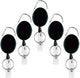 5 Pack Heavy Duty Retractable Badge Reel Id Card Holder with Clip and Key Ring Carabiner Keychain Belt Black Vertical Reels Holders for Nurse Doctor Office Worker Specialist Clear Name