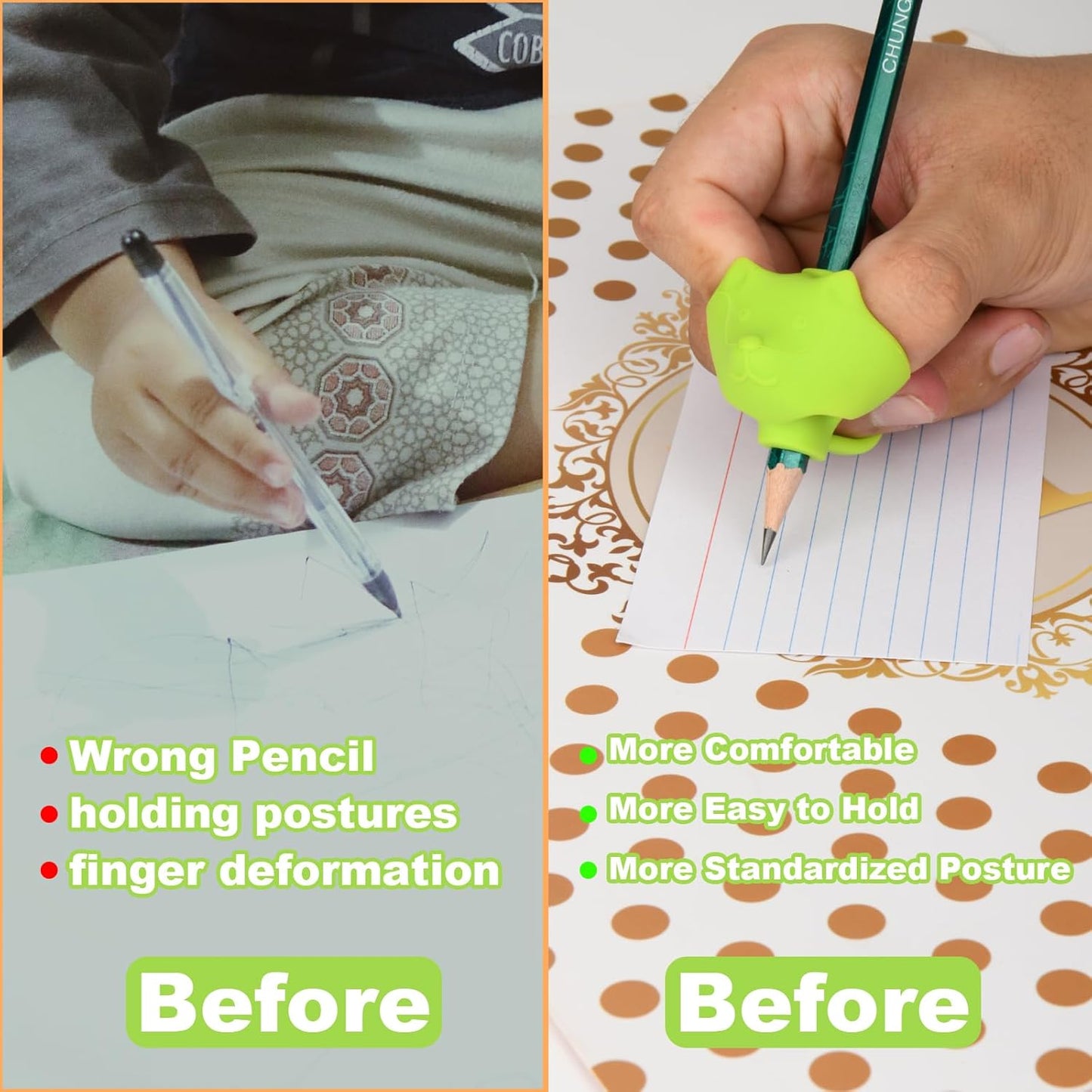6 Pack Silicone Pencil Grips, Pencil Holder Grip Posture Correction Training, Ergonomic Pencil Grippers Holder for Writing Aid (Style B)