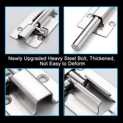 2 Pack Barrel Bolt Latch, 3 Inches Slide Latch Lock, Thickened Stainless Steel Sliding Locks for Door, Brushed Finish Sliding Bolt Lock Latches with 12PCS Screws