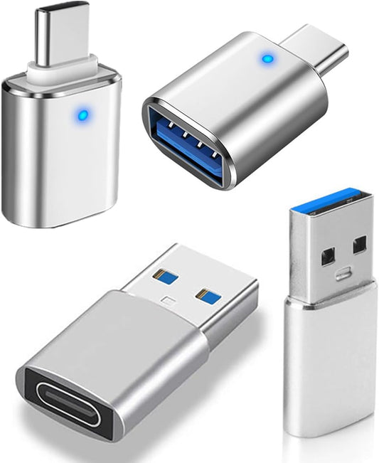 USB Hub 3.0, USB Splitter1 in 4 Out, USB Extender USB Adapter Multiple Port, 4Pcs USB to USBC-C Adapter, USB C to USB Adapter, USB A to USB C Adapter Type C OTG Adapter (4Pcs Adapter)