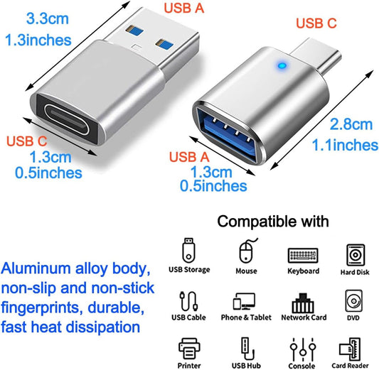 USB Hub 3.0, USB Splitter1 in 4 Out, USB Extender USB Adapter Multiple Port, 4Pcs USB to USBC-C Adapter, USB C to USB Adapter, USB A to USB C Adapter Type C OTG Adapter (4Pcs Adapter)