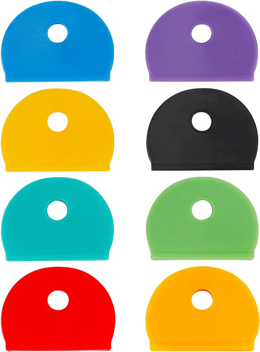 32 PCS 1 Inch Key Cap Covers Key Identifiers Markers Protectors for Standard Regular Thin Flat House Keys (Not Suitable for Odd-Shaped Keys), 8 Assorted Colors