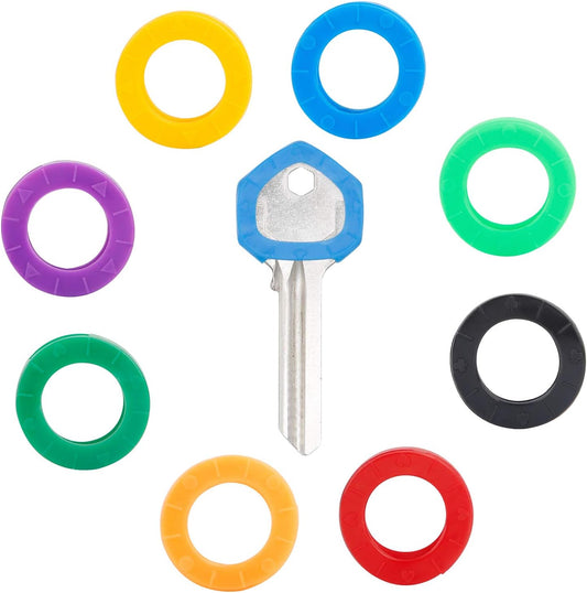 24 Pack 0.8 Inch Round Key Caps Covers Key Identifiers Markers Protectors for Small Regular Round Flat House Keys (Not Suitable for Odd-Shaped Keys), 8 Colors