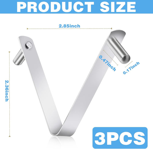 3Pcs Pool Brush Clip V-Shaped Clip, Pool Pole Clips Pool Hooks for Poles, Stainless Steel Clips Double Pin Spring Button Clip for Brushes Skimmers Pool Net Swimming Pool Spa Brush