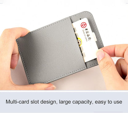 1 Pcs Leather ID Badge Holder - Horizontal, Black, Multiple Card Slots for Offices, Staff, Students, Employees
