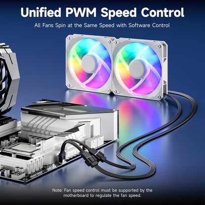 2-Pack 2 Way 4 Pin PWM Fan Splitter Cable - 4 Inches, PC Fan Splitter 1 to 2 Converter, PC PWM Extension Cable