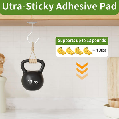 1Pcs White Self-Adhesive Banana Hook, Grape Hook, Kitchen Fruit Hooks, Banana Hanger, Keep Bananas Fresh Under The Cabinet, with Magnetic Absorption Storage Perfect Design