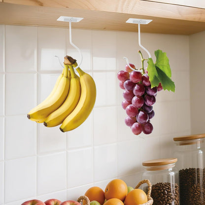1Pcs White Self-Adhesive Banana Hook, Grape Hook, Kitchen Fruit Hooks, Banana Hanger, Keep Bananas Fresh Under The Cabinet, with Magnetic Absorption Storage Perfect Design