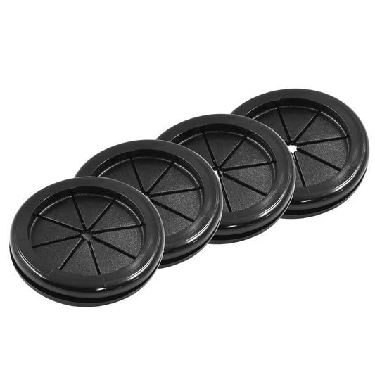 4pcs 2 Inch (50mm) Black Double Sided Desk Hole Grommets, Six-Petaled Rubber Cable Cord Organizer, Desk Hole Cover Wire Hole Insert for Home Office Equipment