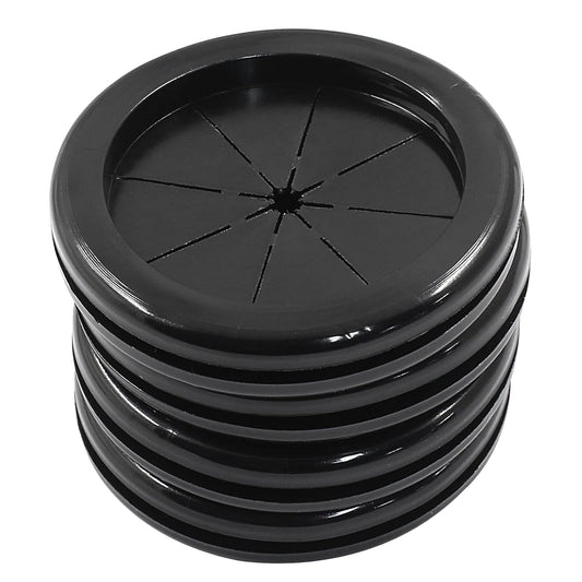4pcs 2 Inch (50mm) Black Double Sided Desk Hole Grommets, Six-Petaled Rubber Cable Cord Organizer, Desk Hole Cover Wire Hole Insert for Home Office Equipment