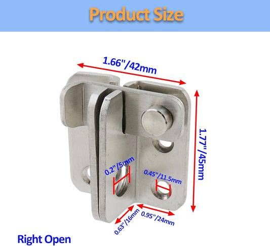 Door Lock Latch Sliding Door Lock Stainless Steel Gate Latches with Padlock Hole Flip Door Latch for Cabinet, Bathroom, Window, Garage Barn Door, Right Open -2pcs
