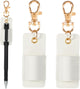 2 Pcs Pen Holder for Lanyard, White PU Leather Anti-Lost Lanyard Pen Clip Retractable Pens Holder Clip Keychain, Portable Pouch Pocket Pens Holders for Pencil Badges Clipboard Nurses Office School