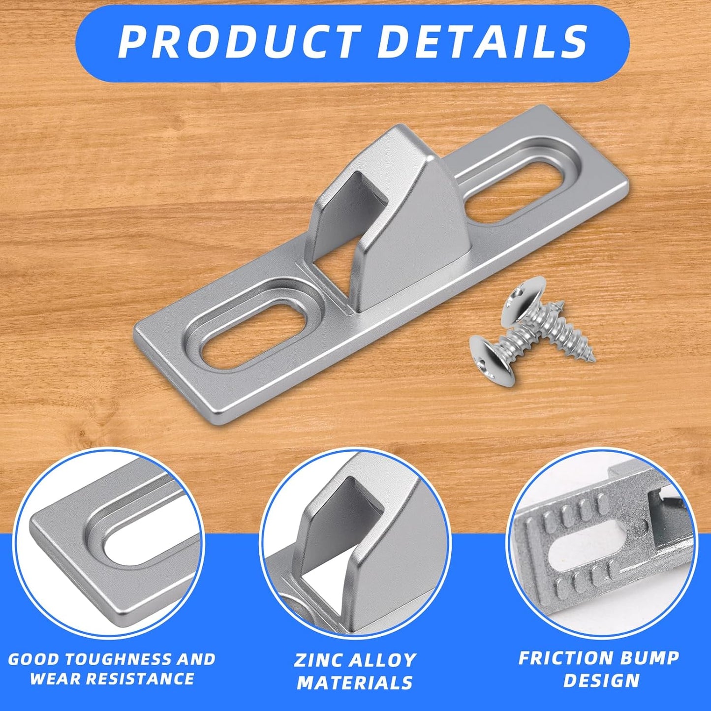 2-Pack Sliding Door Keeper - Chrome Plated Sliding Glass Lock with mounting Screws Slide Sliding Door Lock Latch Hardware Replacement for Various Sliding Patio Door