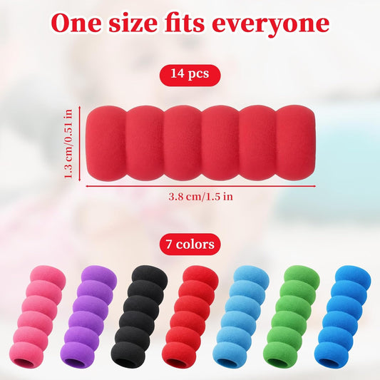 14-Pack Pencil Grips for Kids Handwriting - 7-Colored Foam Grip Tubing - 1.5 Inch Long Handwriting Pencil Holder - Ergonomic Writing Aid For Lefties And Righties - for Children,Kids and Adults