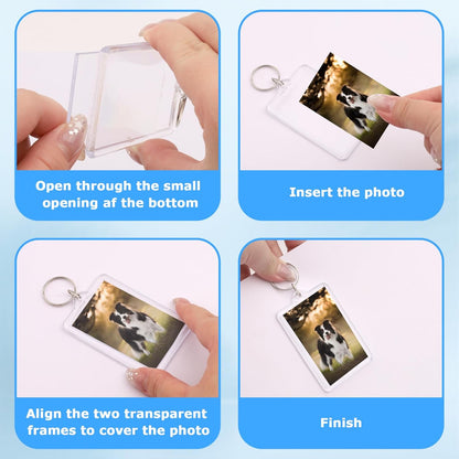 6-Pack Photo Keychain -2.75''x 1.97'' Acrylic Clear Keyrings Picture Frame Keychains - Double Sided Blank Photo Key Fob Holder with Split Ring for DIY Personalised Photo Gift