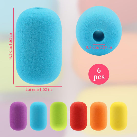 6-Pack Pencil Grips for Kids Handwriting - Reusable Foam Tubing Pencil Grips for Kids and Adults - Colorful Cushioned Holders for Handwriting, Drawing, Coloring - Ergonomic Right or Left-Handed Use