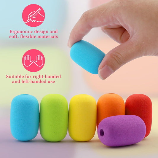 6-Pack Pencil Grips for Kids Handwriting - Reusable Foam Tubing Pencil Grips for Kids and Adults - Colorful Cushioned Holders for Handwriting, Drawing, Coloring - Ergonomic Right or Left-Handed Use