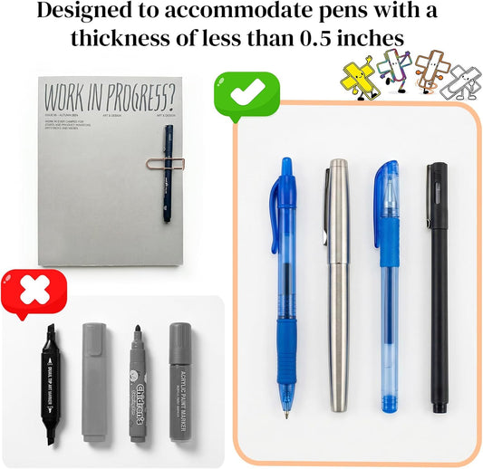 Paperclip Pen Holder, Metal Pen Holder for Notebook - 8 Pcs Cross Shaped Pen Clips Planner Accessories Office Supplies (Only for Pens with a Thickness of Less Than 0.5 Inches)