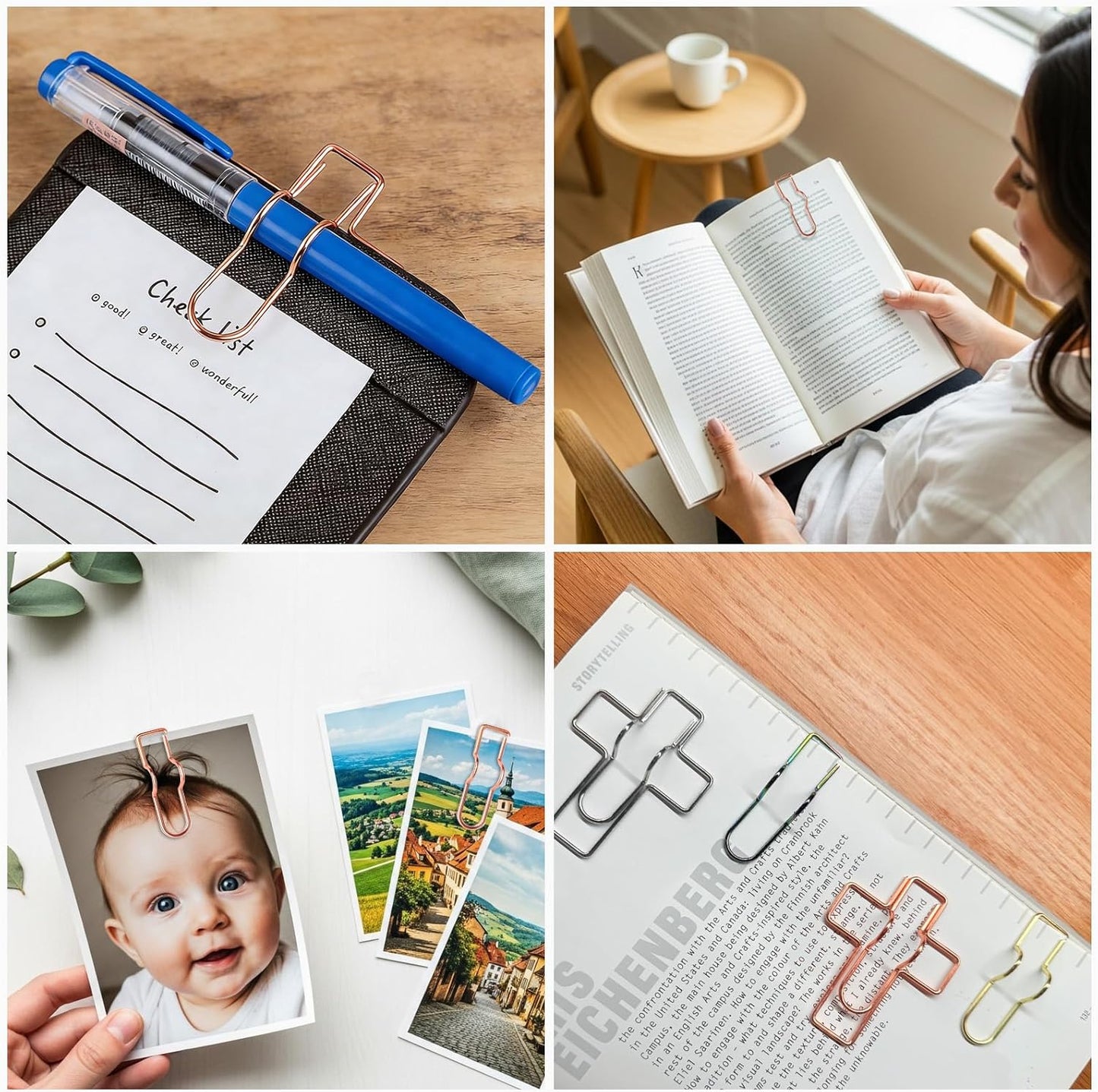 Paperclip Pen Holder, Metal Pen Holder for Notebook - 8 Pcs Cross Shaped Pen Clips Planner Accessories Office Supplies (Only for Pens with a Thickness of Less Than 0.5 Inches)