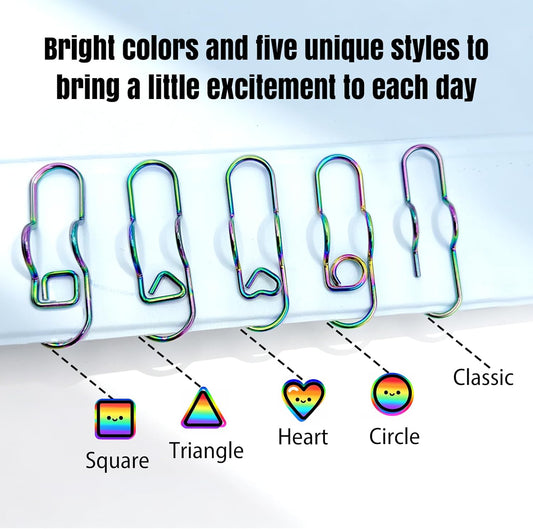 Paperclip Pen Holder, Metal Pen Clip for Notebook - 5 Pcs Iridescent Colored Pen Holder Clips for Journals, Planner Accessories (Only for Pens with a Thickness of Less Than 0.5 Inches)