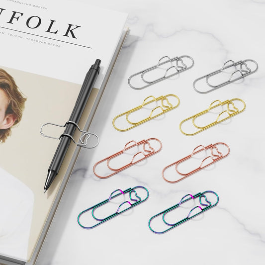 Pen Holder Clip, Metal Pen Holder Clips for Notebook - 8 Pcs Colorful Paper Clip Pen Holder Planner Accessories, 4 Color Available (Only for Pens with a Thickness of Less Than 0.5 Inches)