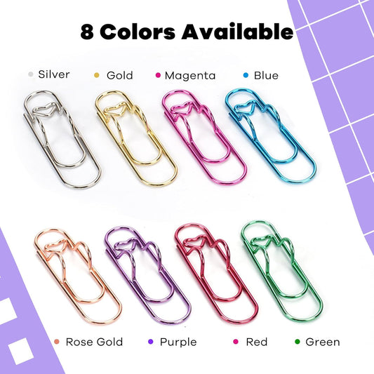 Paper Clip Pen Holder, Metal Pen Clips for Notebook - 8 Pcs Colorful Pen Clip Holder Planner Accessories, Colorful Cute Pen Clips (Only for Pens with a Thickness of Less Than 0.5 Inches)