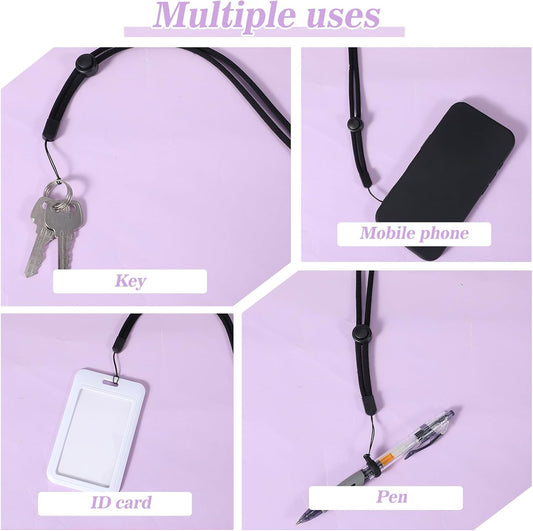 34Pcs Anti-Lost Lanyard Set Include 9 Style Black Silicone Rubber Rings-3Pcs Adjustable Lanyards,4 Style Colorful Rubber Rings,Soft Pen Protective Holder for Keychain Necklace Pen