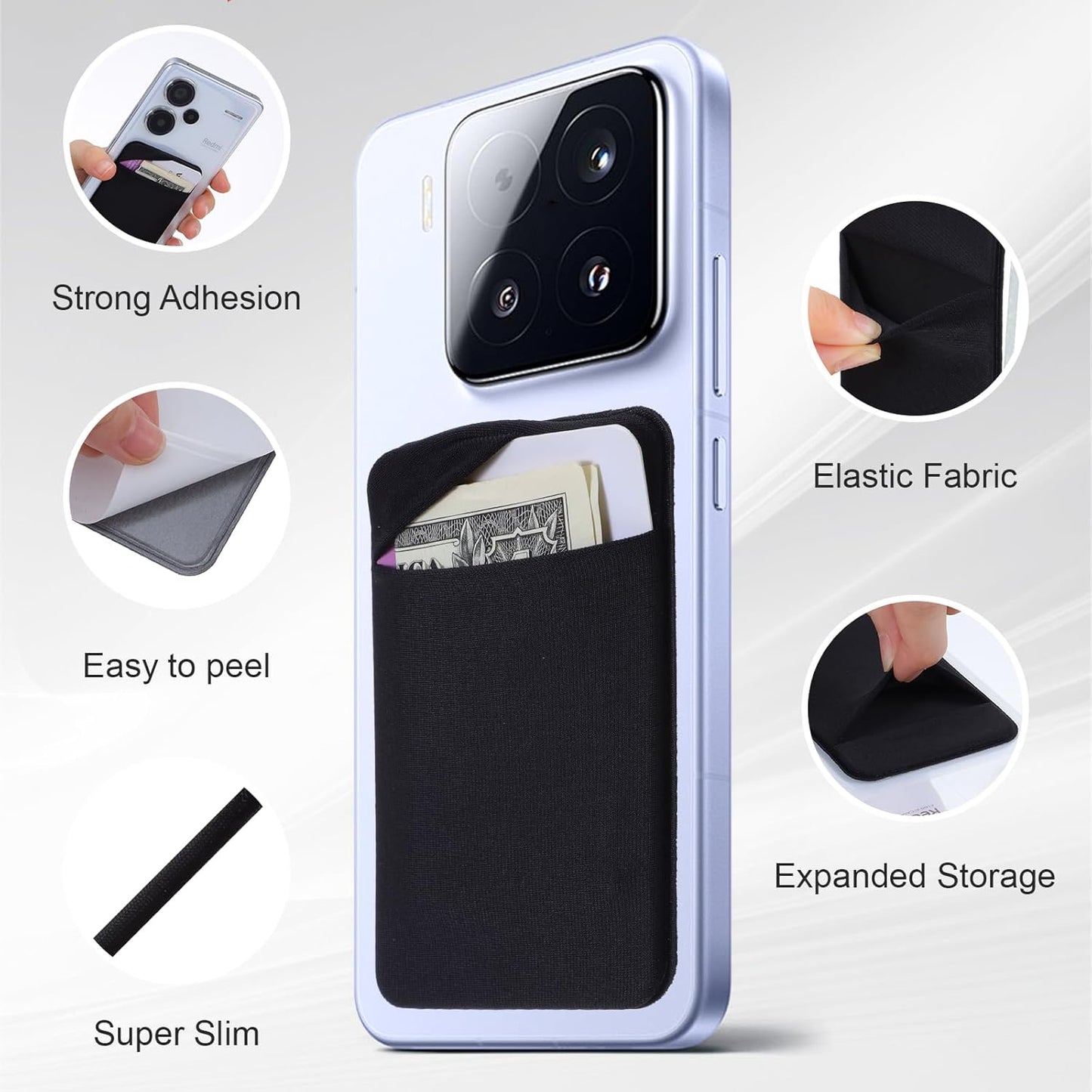 3PCS Wallet Key Holder, Slim Card Holder Minimalist Wallet for Men-Small Card Key Holders Slim Cards Holders of Phone Back