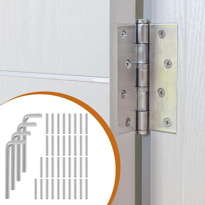 Self Closing Door Hinges Tension Pin Replacement Kit, 35pcs Stainless Steel Shelf Pins and 4pcs Hex Wrenches, Metal Dowel Pegs Shelf Support Pins for Automatic Closing of Door Hinges on Garage Doors