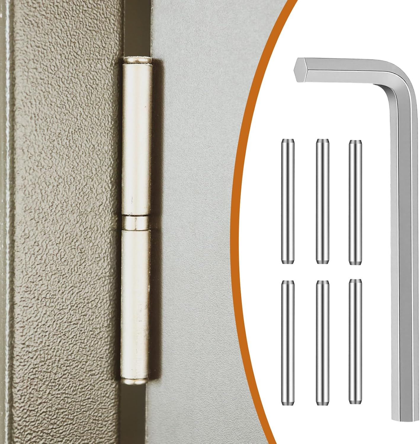 Self Closing Door Hinges Tension Pin Replacement Kit, 35pcs Stainless Steel Shelf Pins and 4pcs Hex Wrenches, Metal Dowel Pegs Shelf Support Pins for Automatic Closing of Door Hinges on Garage Doors