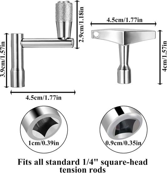 Drum Key 3 Pack Drum Keys for Tuning Drums, Universal Drums Tuning Keys with Continuous Standard Motion Speed Key, Standard 1/4" Socket, Multi Tool Chrome Plated Steel Tuners with Keyhole