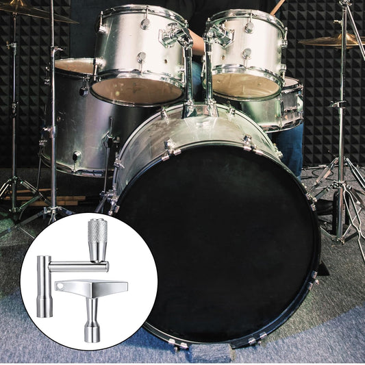 Drum Key 3 Pack Drum Keys for Tuning Drums, Universal Drums Tuning Keys with Continuous Standard Motion Speed Key, Standard 1/4" Socket, Multi Tool Chrome Plated Steel Tuners with Keyhole
