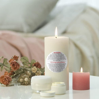 500 Pieces White Candle Warning Labels Candle Jar Container Stickers Candle Safety Stickers Decal Candle Warning Labels Stickers for Candle Making DIY Candle Jars and Tins Candle Making (1 inch)