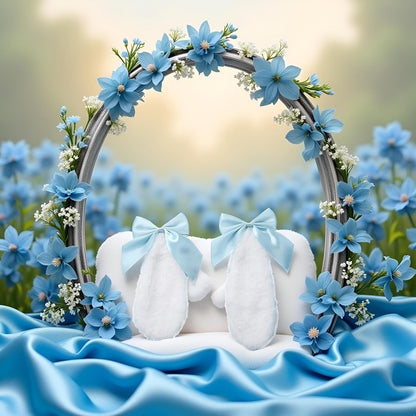 1 Pair Blue Girls Bunny Plush Lop Ears Hair Clip Rabbit Furry Ears Ribbon Bow-knot Hair Clamp Hairpin Cosplay Headwear Easy to Wear Ornaments, Hair Accessories