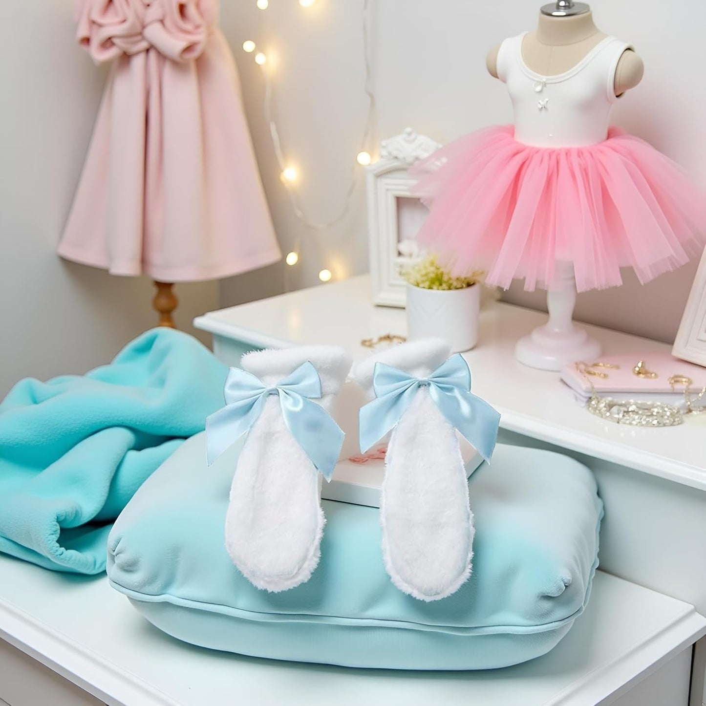 1 Pair Blue Girls Bunny Plush Lop Ears Hair Clip Rabbit Furry Ears Ribbon Bow-knot Hair Clamp Hairpin Cosplay Headwear Easy to Wear Ornaments, Hair Accessories