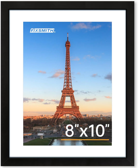 8x10 Picture Frame 1 Pack, Photo Frame with HD Plexiglass, Display Pictures 5x7 with Mat or 8x10 Without Mat, Picture Frames Collage for Tabletop or Wall Display, Black