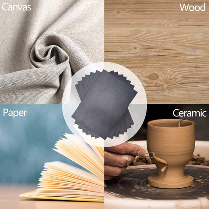 100 Sheets Carbon Transfer Paper Tracing for DIY Wood Working Canvas and Other Art Craft Surfaces Graphite & 5 Pieces Ball Embossing Stylus Black (8.3 x 11.7 Inches)