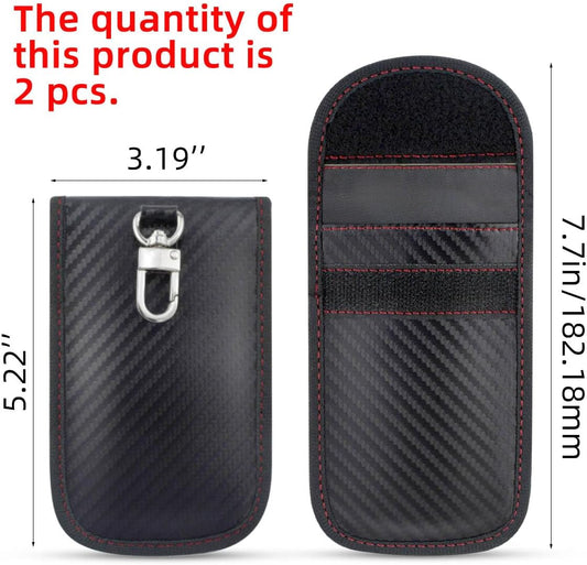2 Pack Faraday Car Keycase Protective Bag rfid Signal Blocking Key Fob Protector Carbon Fiber Security Anti-theft Pouch Anti-Hacking Case Blocker Rfid Cage