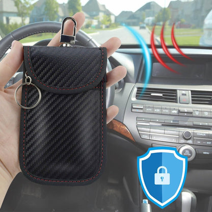 2 Pack Faraday Car Keycase Protective Bag rfid Signal Blocking Key Fob Protector Carbon Fiber Security Anti-theft Pouch Anti-Hacking Case Blocker Rfid Cage
